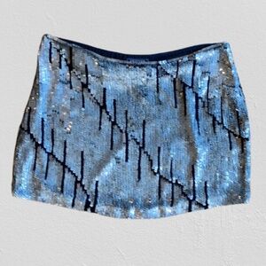 Gryphon Vein Black & Silver Silk Sequin Mini Skirt Women's Medium